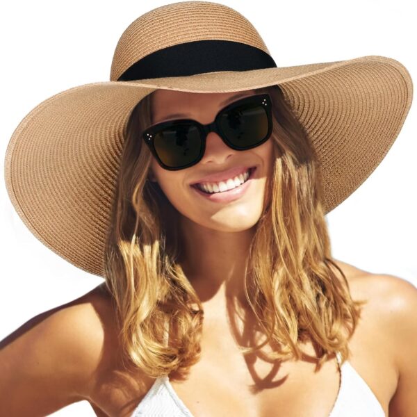 Women's Wide Brim Sun Hat UPF 50+ - Foldable Summer Straw Hat