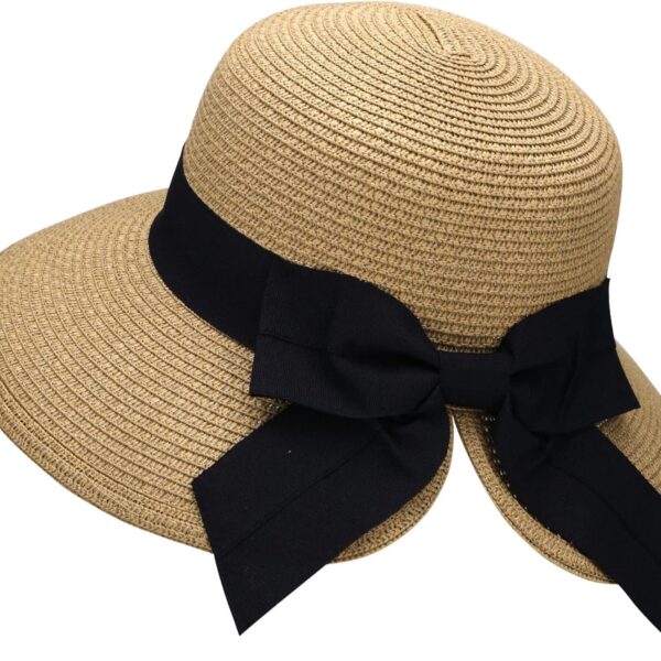 Women's UPF 50+ Adjustable Straw Sun Hat with Wide Brim